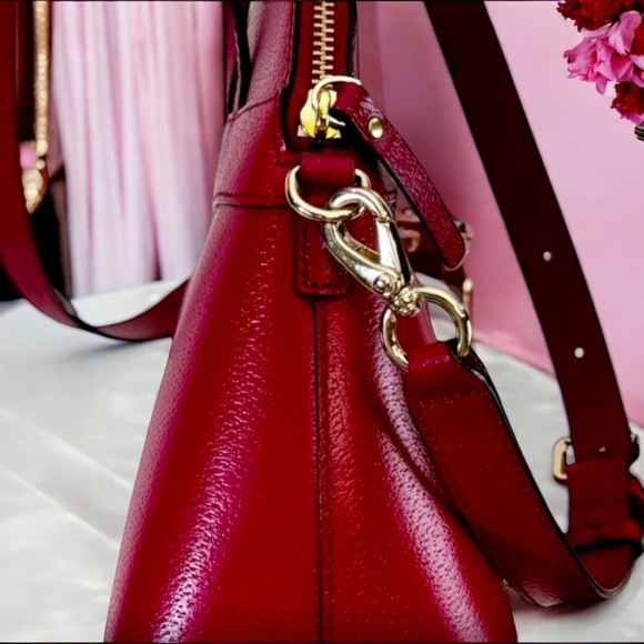 Kate Spade Red Plum Bow Kirk Park Medium Maize Dome Satchel - Picture 12 of 13